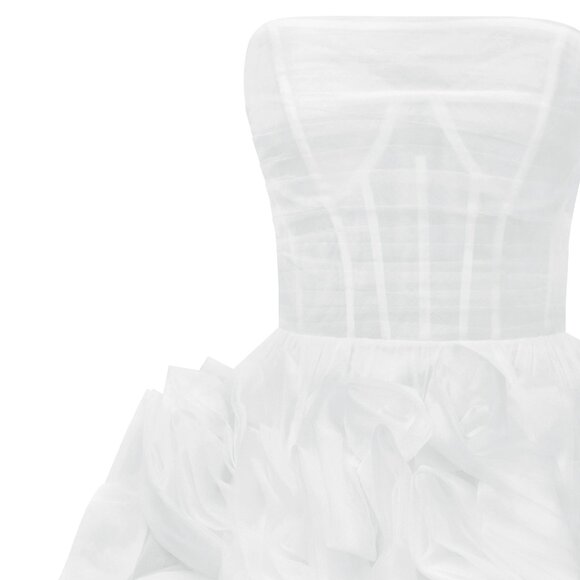 Elegant White Strapless Midi Dress - Picture 6 of 11